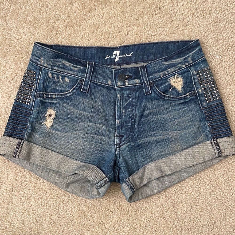 7 for all mankind denim cuffed shorts